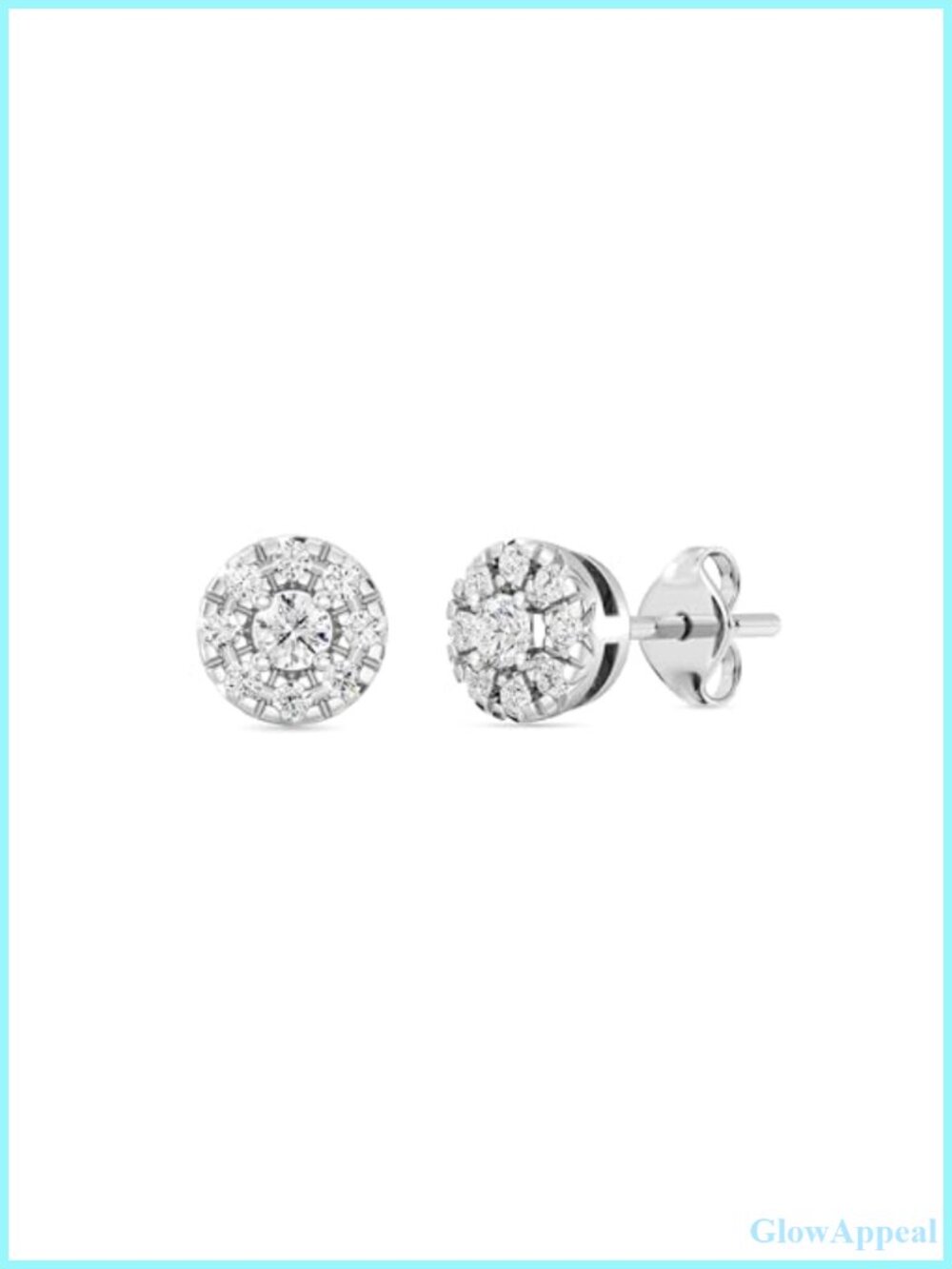 Lab-Grown Diamond Stud Earrings Sterling Silver 14KT Yellow Gold Plated Halo